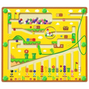 2-in-1 The Ultimate Magnetic Maze & Trouble Board Game | Big Size Board | Super Mario Theme